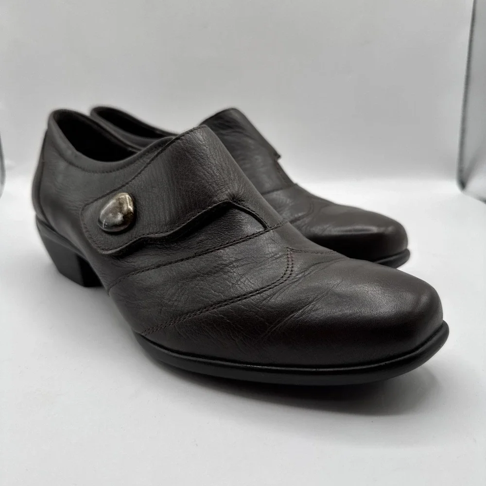 Romika Boots Womens 41‎ Casual Slip On Low Ankle Bootie Dark Brown Leather Heels